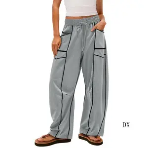 DX Women’s Baggy Barrel Pants Wide-Leg Lounge Sweatpants with Drawstring and Pockets