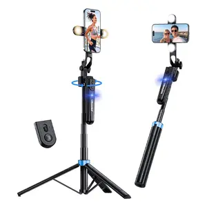 UBeesize 70'' Auto Face Tracking Tripod 360° Rotation with Stand, rotation Phone Tripod with Fill Light, Selfie Stick & Phone Stand for Recording, Vlog/Live Stream/Video/TikTok, Compatible with iPhone/Android