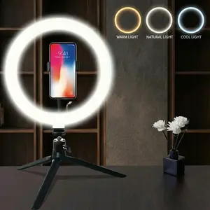 12" Ring Light with Tripod Stand & Phone Holder, LED Video Light for Desk with 3 Light Modes & 10 Brightness Level for Selfie, YouTube Makeup Live Streaming TikTok Content Creation Mlogging#SummerWins#Fathersdaygift