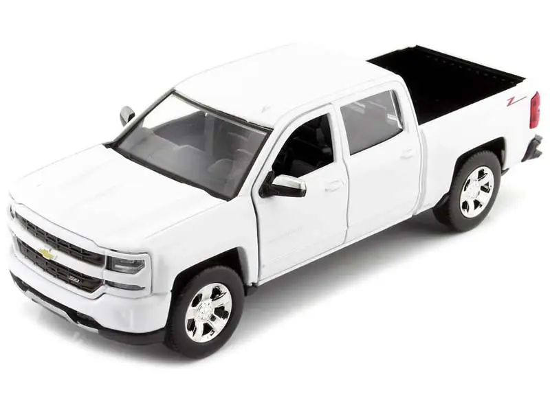 New Official Chevy Lic 2017 Chevrolet Silverado 1500 LT Z71 Crew Cab White Diecast Collectible Model Car - 1:24 Scale, Motormax 79348WH, Age 3+ Collectible