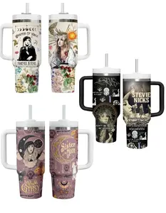 Stevie Nicks Tumbler 40oz, Sister of the Moon Gift Tumbler, Retro Witchy Hippie Goth Aesthetic Water Bottle
