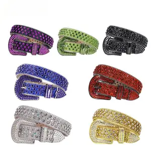 Handmade Multicolor Rhinestone Belt for Men and Women, Western Hip-Hop Style, Perfect for Jeans and Fashion Accessories