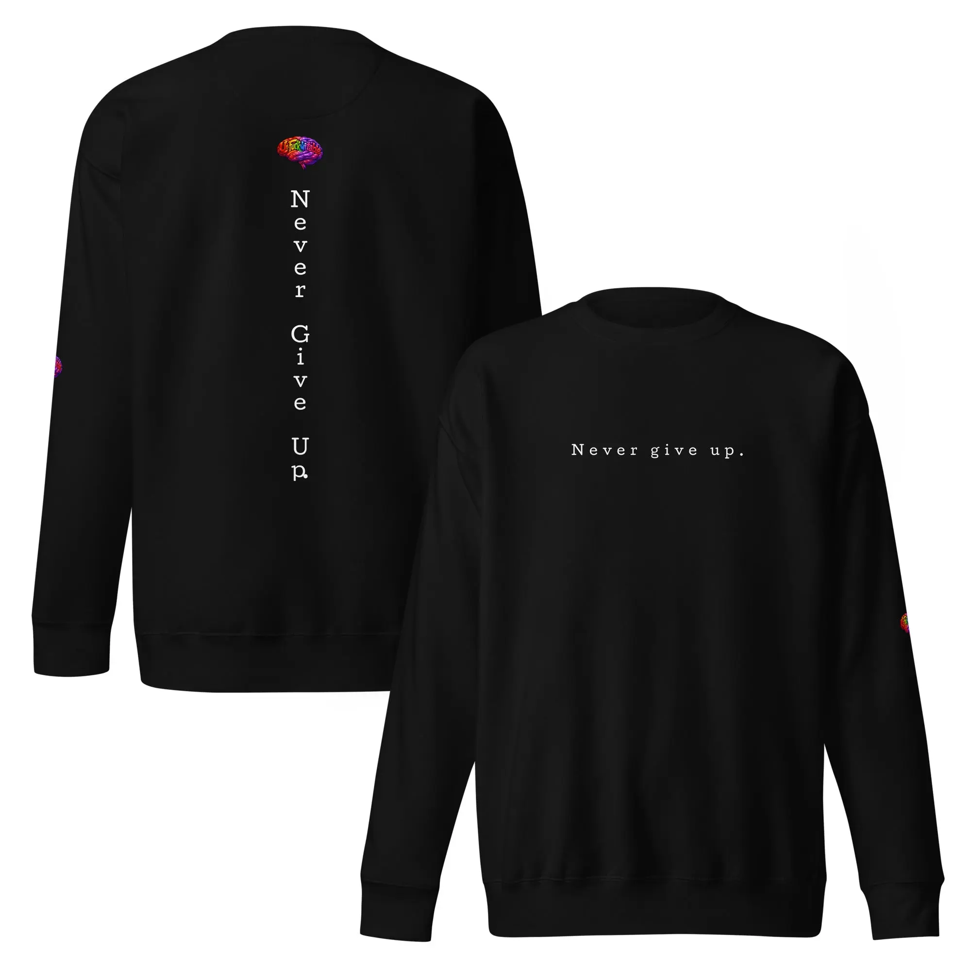Men's UFW "Never Give Up" Premium Fleece Pullover Sweater, Streetwear Tops