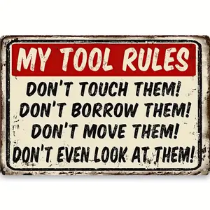 Metal Signs My Tool Rules Funny Garden Vintage Retro Garage Shed Metal Tin Sign