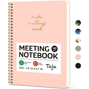 Meeting Notebook for Work Organization - Work notebook with action items, Meeting Minutes Planner Notebook, Perfect Office Supplies for Men & Women - Pink