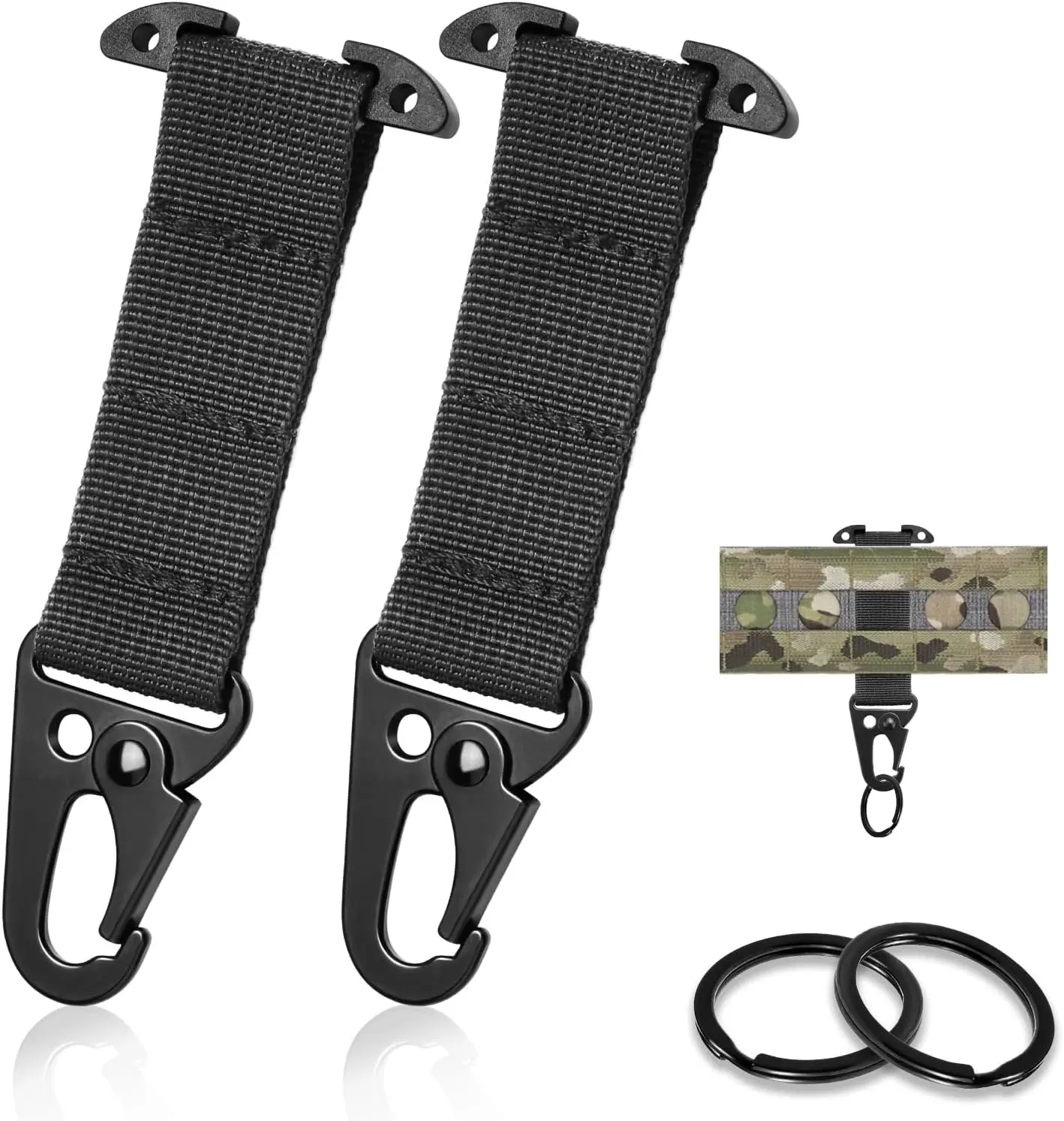 2-Pack Tactical MOLLE Clips, T-Mount Webbing Key Holders for Keys and Gloves