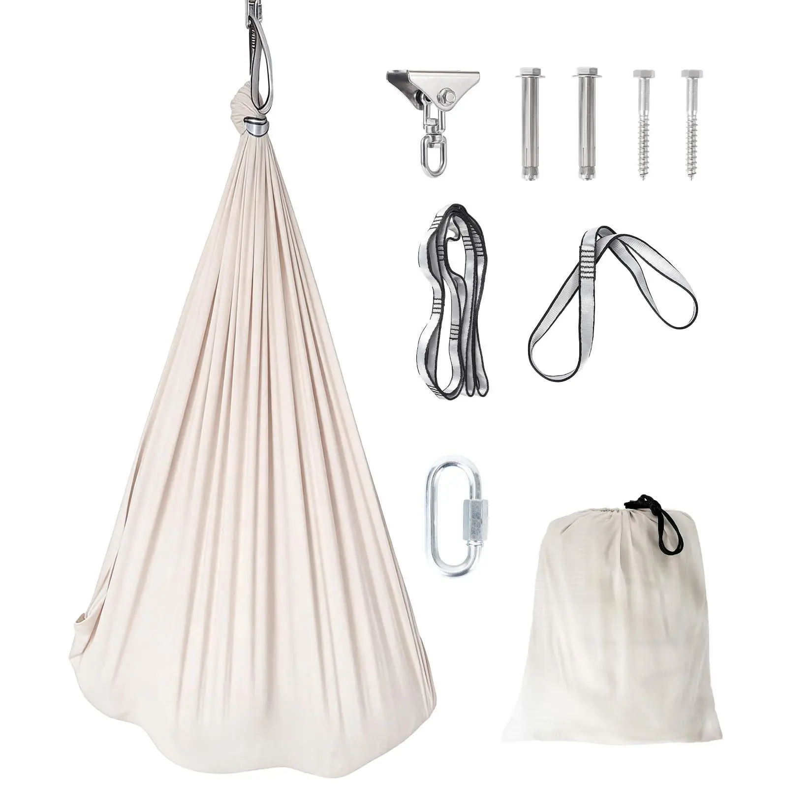 GARVEE Indoor Sensory Swing for Kids & Adults, Heavy Duty Hardware, Double-Layered Soft Fabric, Hug-Like Calming Effect, Beige
