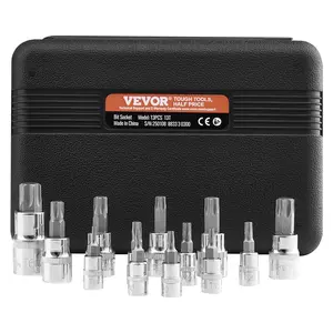 【Summervibes】VEVOR Torx Bit Socket Set 13-Piece Star T8 - T60 Set S2 Alloy Steel and Cr-V Steel
