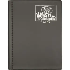 Monster 4 Pocket Trading Card Binder-Matte Black Album, Anti-Theft & Anti-Drop Protection w Side Loading Padded Pockets, Double Sided, Holds 160 Cards