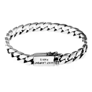 925 Sterling Silver Cuban Link Bracelet for Men Heavy Chunky Curb Chain Bangle High Polished Smooth Hip Hop Wristband Dual Safety Box Clasp Gift for Him engagement anniversary party jewelry gift
