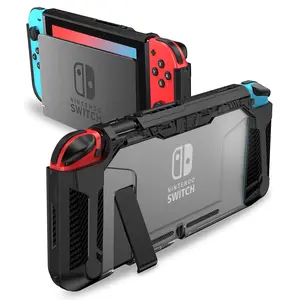 Dockable Case for   2017,Protective Case Compatible for   and Joy-Con Controller ,TPU Grip Cover with Shock-Absorption and Anti-Scratch Design(Black)...