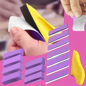 Compact Handheld 71pcs Mini Sanding Machine Kit, 3.5"x1" - Durable Rubber Handle Small Sander Tool with Coded Sandpaper Sheets (80-600 Grit) for DIY Crafts, Wood Projects & Metal Polishing