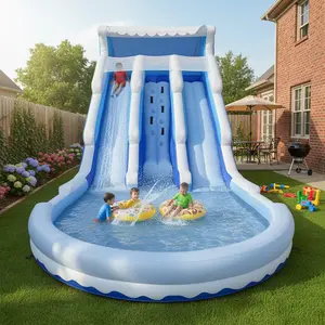 Inflatable Water Slide for Kids&Adults Inflatable Water Slide Outdoor Indoor, Birthday Party Inflatable Grade Water Slide Swimming Pool, Big Waterslide Large Inflatable Water Slide with Splash Pool Backyard Fun outdoorfun