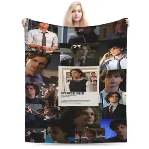 Criminal Minds Spencer Reid Themed Blanket - Soft Flannel Bedspread Suitable for Sofa, Bed, Travel and Camping, Iconic Spencer Reid Design for Home Office Chair, Durable for All Seasons, TV Series Merchandise