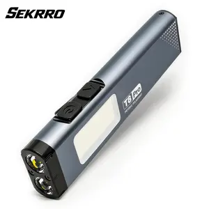 Sekrro Rechargeable EDC Adjustable Tactical High Lumen Flashlight (800 Lumens) – USB-C LED Torch with COB Floodlight, 7 Modes, Dual Switch, Magnetic Base, Beeper Alarm, Pocket Clip, Zoomable for Camping, Hiking, Tech Gadgets, Tools, Mens Gifts
