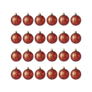GAOMON 24PCS Basketball Shape Christmas Ball Ornaments Set - Glitter Hanging Christmas Decorations for Sports Theme Xmas Tree
