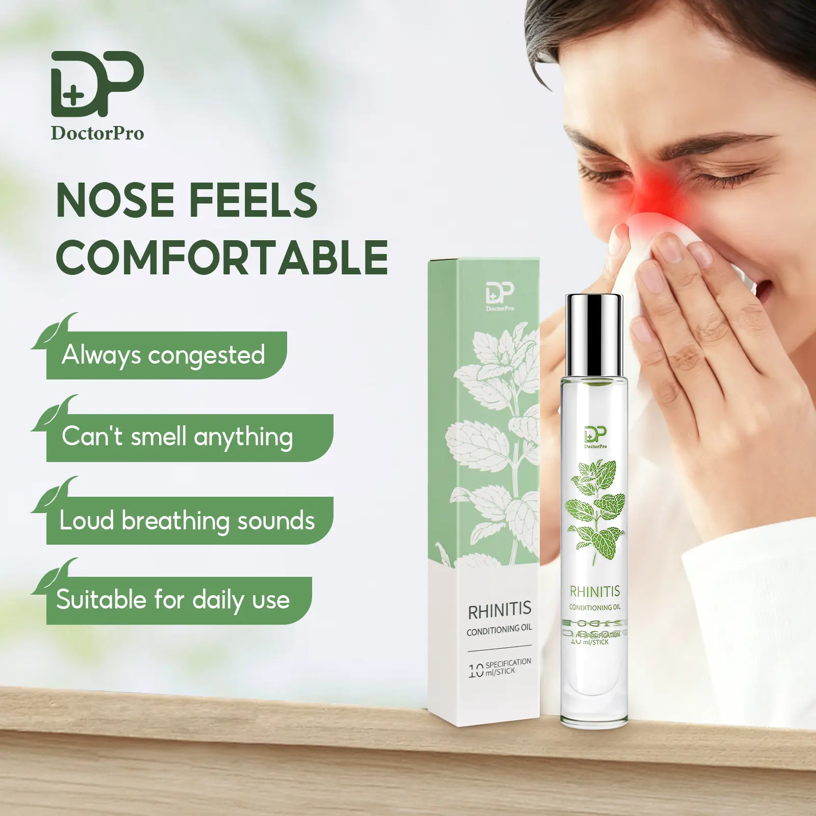 DoctorPro Nasal Care Aromatherapy Essential Oil - Wellness Therapy Solution for Nasal Congestion, Rhinitis, Sinusitis Treatment - Menthol & Plant-Based Ingredients - Suitable for Home Use, Travel, Health