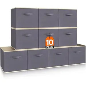 10 Packs Storage Cubes, 11 Inch Cube Storage Bins, Foldable Fabric Bins with Handles Boxes Organiser