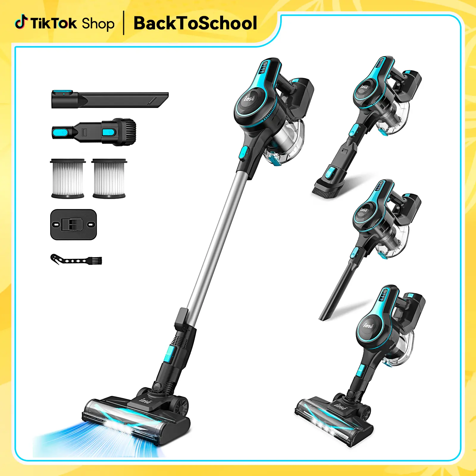Cordless Stick Vacuum Cleaner 30Kpa 40 Mins Runtime Lightweight Stick Vacuum,Self-Standing Rechargeable Vacuum Cleaners for Pet Hair,Carpet,Hardwood Floor N520 Blue pet lovers tiktokshopbacktoschool
