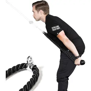 Extra Long Tricep Rope  Attachment | Tricep Rope Attachment for Bicep and Tricep  | Carabiner Compatible Triceps Rope, 54in Thick Rope Length