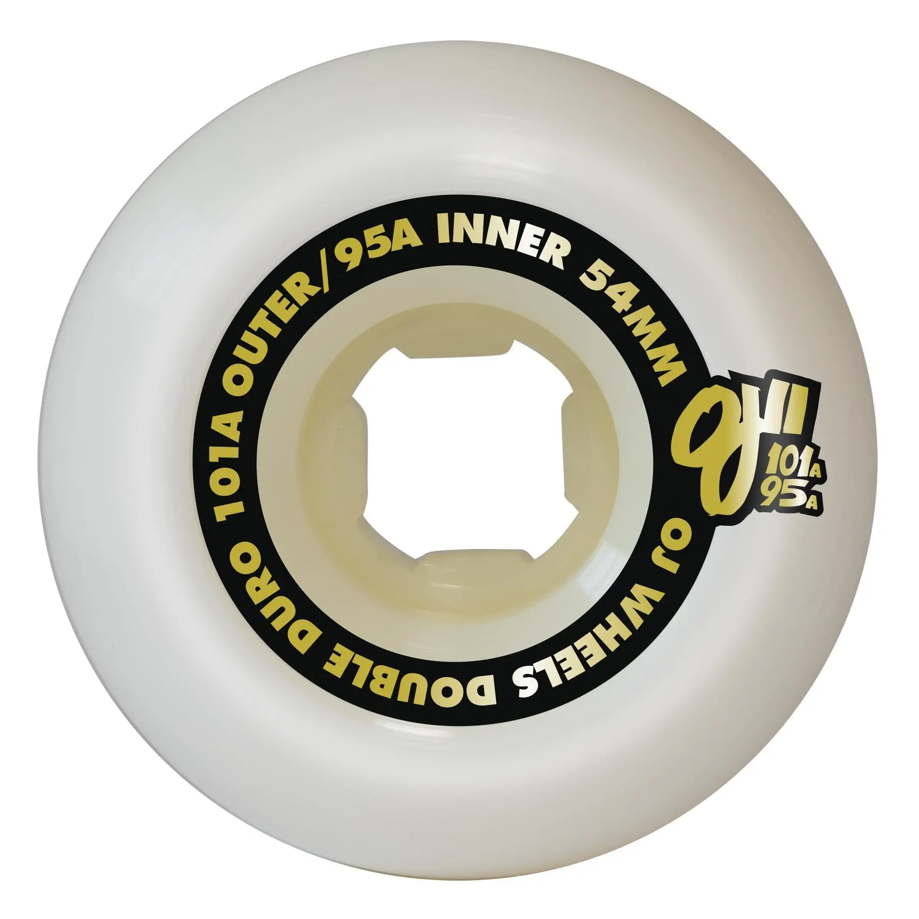 OJ Skateboard Rubber Wheels, 54mm Double Duro White Chubbies, 101a/95a Hardness Ratings for Skateboarding