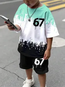 Street Art Kids Set: Splatter + '67' Element, Trendy Kid Fashion, Cool and Tough Look, Outdoor Wear