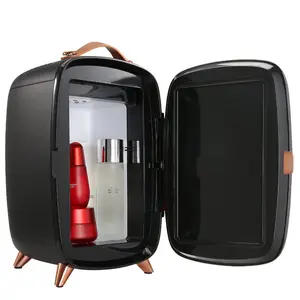 Vevor Mini Fridge, 6L Skincare Fridge with LED light and HD Mirror, AC/Makeup Fridges for Skin Care, Cosmetic Storage, Chill Face Drink, Small Refrigerator for Bedroom Dorm Desktop, Black