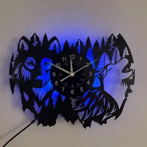 Vinyl Record Wall Clock, Silent Clock, Creative Decorative Clock, Birthday Christmas New Year Decor, Living Room Bedroom Home Kitchen Office Bar Coffee Shop DIY Pet Dog Style, Led wall clocks