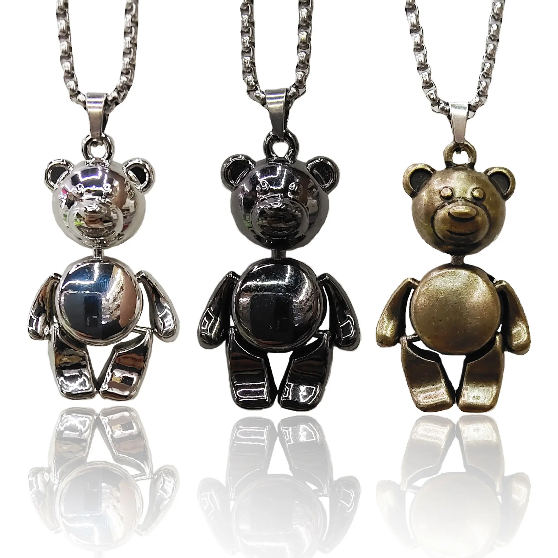 Internet Celebrity Men's Necklace Cute Big Belly Bear Necklace Sweater Chain Alloy Hip-Hop Stainless Steel Necklace