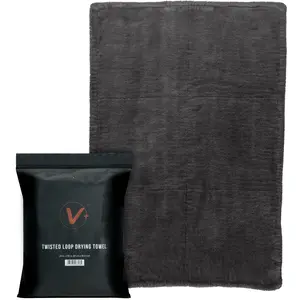 VIKING V+ Premium Microfiber Towel for Car Drying, Twisted Loop, Soft and Super Absorbent, Thick 1200gsm Towel for Car Detailing Kit, Grey, 24 Inch x 36 Inch, 1 Pack