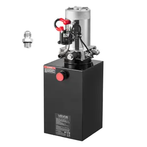 VEVOR 10 Quart Hydraulic Power Unit, Single Acting Dump Trailer Pump, 3200 PSI Max Relief Pressure & 0.91 GPM Flow Rate, DC 12V Hydraulic Pump with Metal Reservoir for Dump Trailer Car Lifting