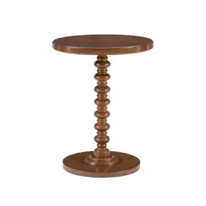 17" Teyla Traditional Round Wood Accent Spindle Table Hazelnut - Powell