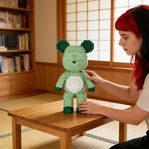 Mint Bear 3D Puzzle Building Blocks Decoration, Bookshelf Home Office Cabinet Decor, Party Living Room TV Stand Display, Ideal Gift