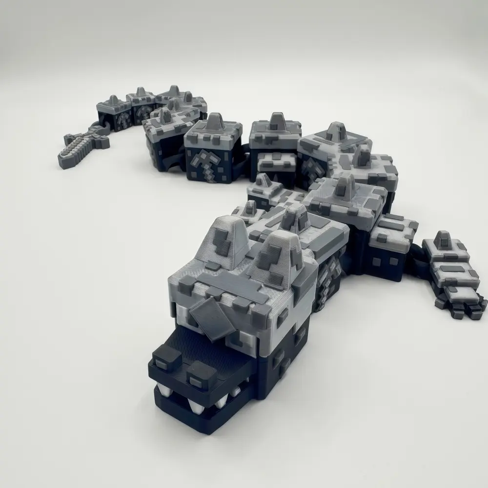 [Pixel Theme] 19.29 inch 3D printed cool pixel dragon, with movable joints for styling, creative decorative items for home, living room, and bedroom sculptures, surprise gifts for Halloween, Christmas, anniversaries, and birthdays