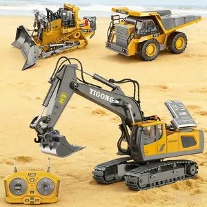 Remote Control Excavator, Bulldozer, Dump Truck, Construction Vehicle Toy with Light & Sound, Rc Construction Vehicles, Perfect Gift