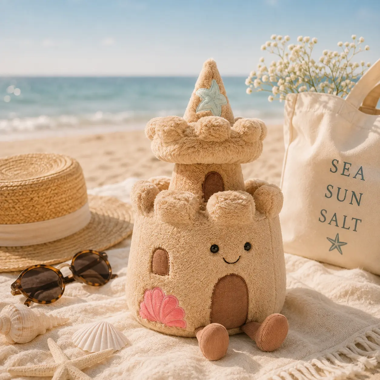 Jellycat Sandcastle Plush – Cute Beach Castle Stuffed Toy, Soft Coastal Nursery Decor, Summer Gift for Kids & Plush Collectors