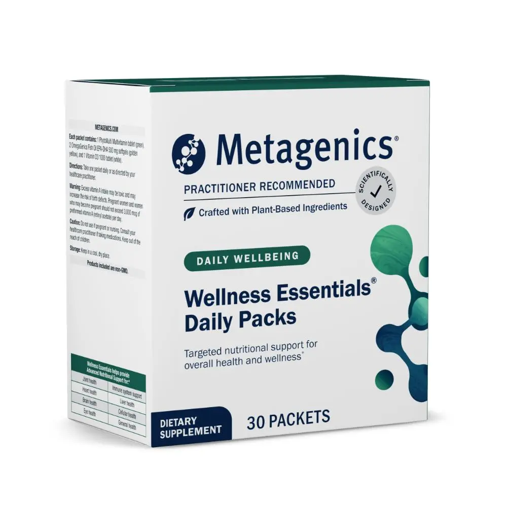 Metagenics Wellness Essentials Daily Packs - Multivitamin & Omega-3 Packets with Vitamins A, C, D, E & B - Supports Heart, Brain, Immune & Bone Health - Non-GMO, Gluten-Free - GMP Certified Facility