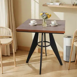 Retro Square Cafe Table 28inch Height Small Bistro Table in Kitchen Dining Room Farmhouse Tray Table for Living Room Splint Board Table Top