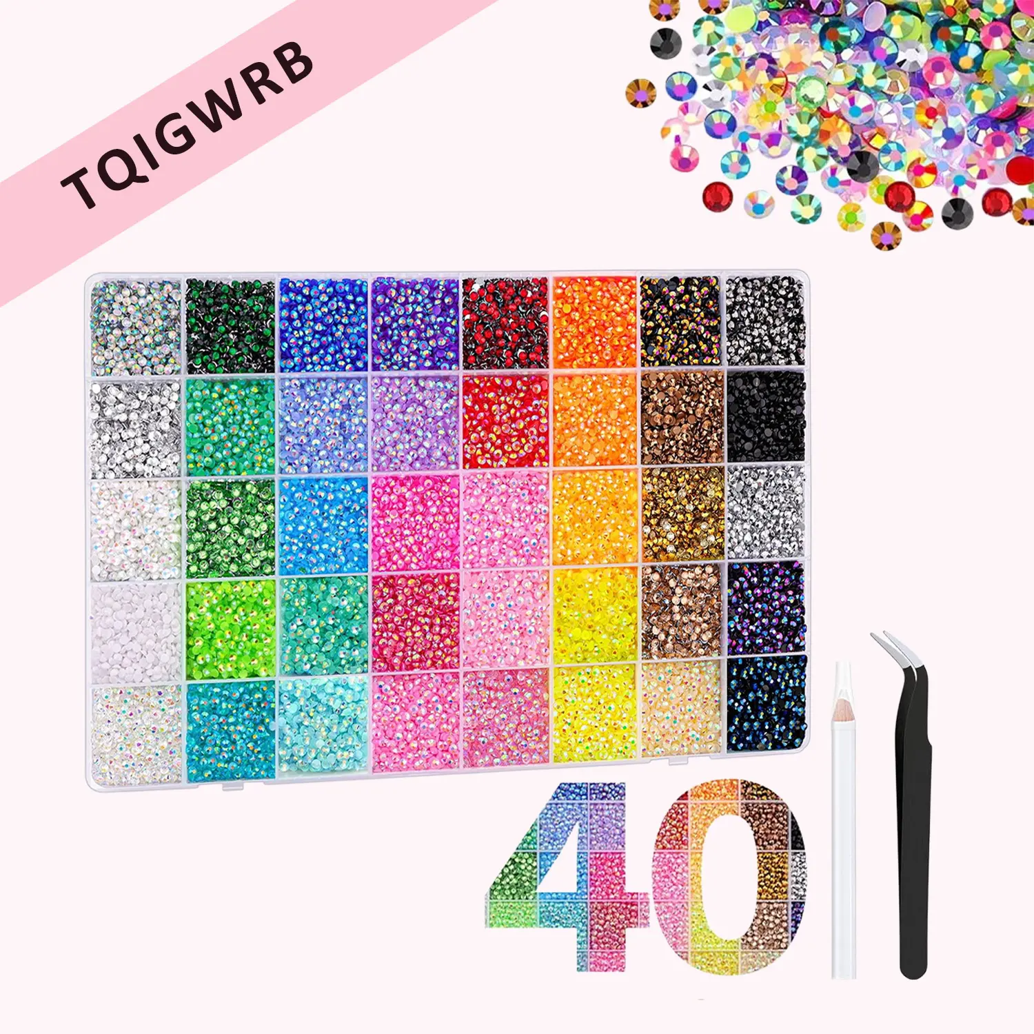 42000Pcs Jelly Synthetic Rhinestones for Bedazzling, 3mm Multicolor Resin Flatback Synthetic Gems for Art, Bedazzler Kit for Crafting Book Shoes Nail Art