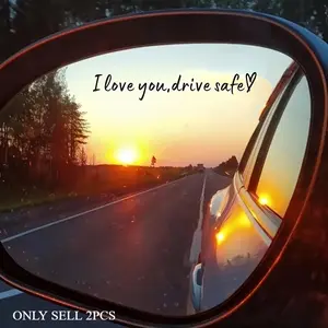 2PCS/SET Gentle Confession "I love you, drive safe" Safety Reminder Sticker For Cars, Car Accessories - For car rearview mirrors, backpacks