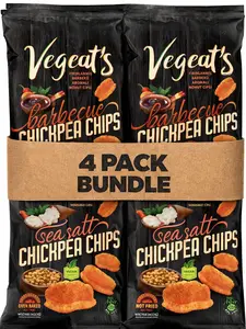 Vegeat’s Barbecue Chickpea Chips – Vegan Gluten Free Healthy Snack, Oven Baked High Fiber Chips (4 Pack of 1.7oz)