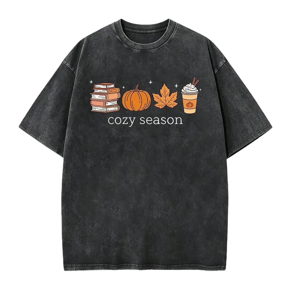 Cozy Season Shirt, Books Lover Fall Gift, Womens Pumpkin Season Shirt, Cute Pumpkin Shirt, Autumn Leaf Shirt, Fall Coffee Latte Shirt
