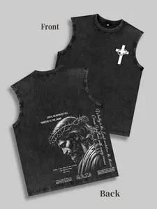 Lucky Brand Men's Christian Casual Round Neck Tank Top - Menswear Clothes with Jesus Lamb of God, Thorny Crown, Cross Patterns - Sleeveless Graphic Singlet for Faithful Believers