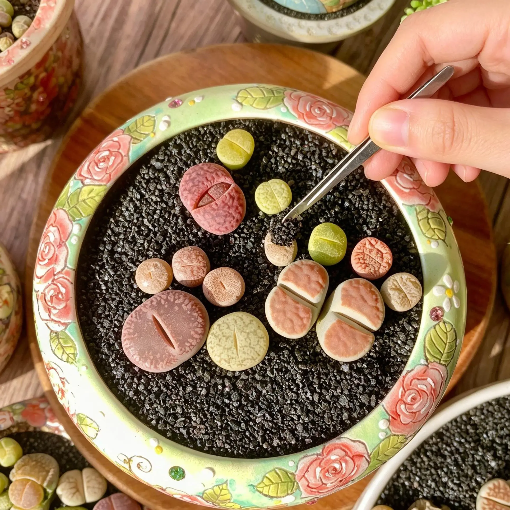 Lithops Living Stone Succulent  10pc（0.6-0.8）– Rare Cute Pebble Plant for Home Decor | Real Plant, Easy Care, Low Maintenance, Indoor Garden Gifta