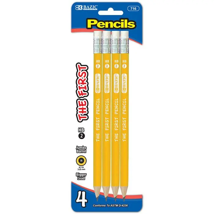 BAZIC #2 The First Jumbo Premium Yellow Pencil (4/Pack) BAZIC #2 The First Jumbo Premium Yellow Pencil (4/Pack)