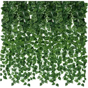 12pcs Artificial Ivy Vine - Lush Green Hanging Decor for Home Garden, Wedding Party, and Outdoor Events - Realistic Foliage, Easy to Install, Reusable