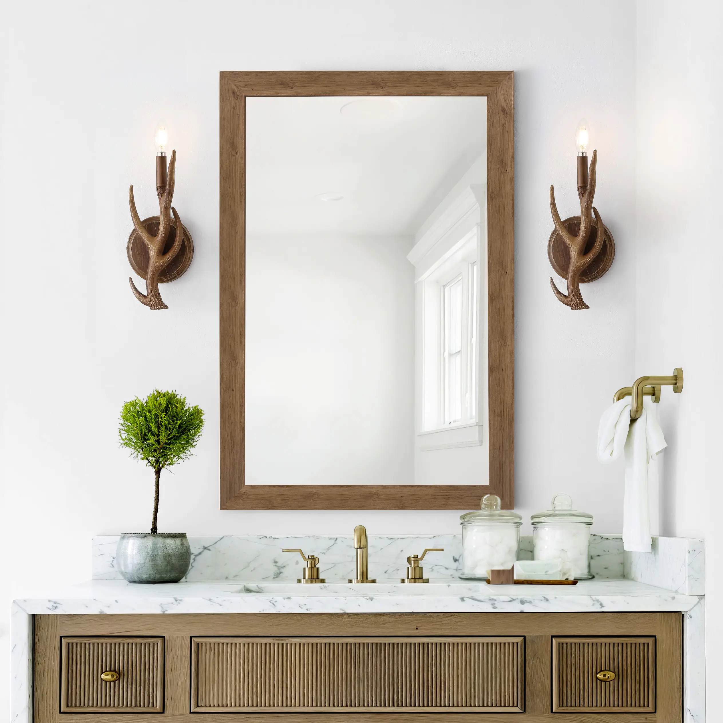 JONATHAN Y Sheila Rustic Marble/Metal LED Chandelier; for Living Room,Bedroom, Kitchen, Office