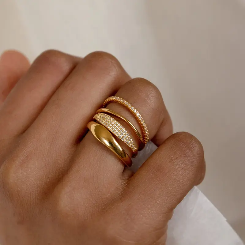 Four-Piece Ring Set, Minimalist Style Dainty Stacking Rings, Perfect Gift Choice, Enhance Your Simple Look, Gold Color Rings, Stacks Rings