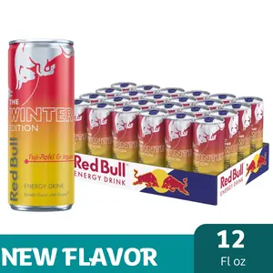 Red Bull 24 Pack Red New Bull Winter Edition Fuji Apple-Ginger 12 Fl Oz Energy Drink 2025 New Flavor Beverage US Energy Drink Pack