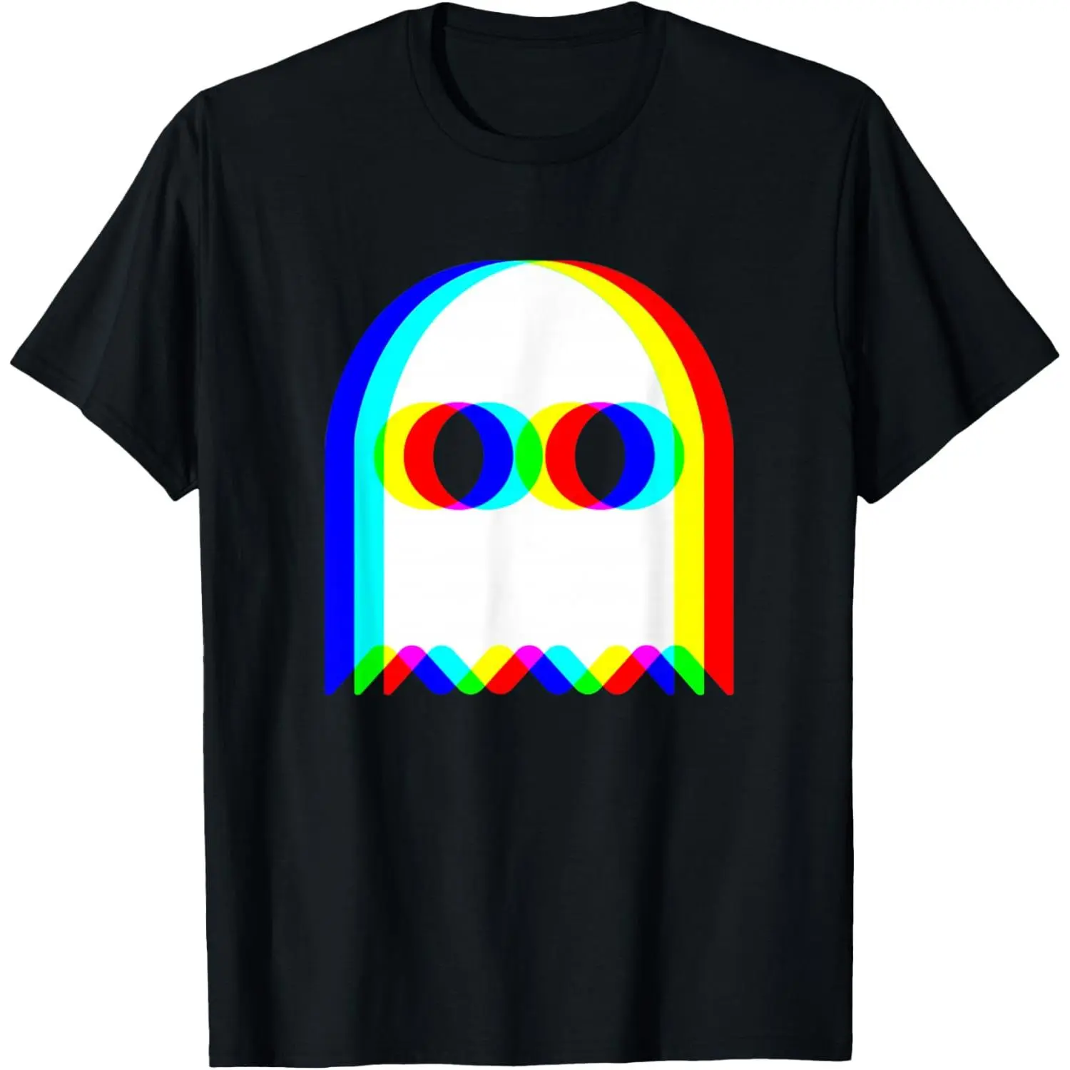 Men's Vaporwave Ghost Graphic T-Shirt, Casual 100% Cotton Street Fashion Top for Halloween & Rave Parties, Short Sleeve Round Neck, Natural, Menswear, Fabric, Regular Fit